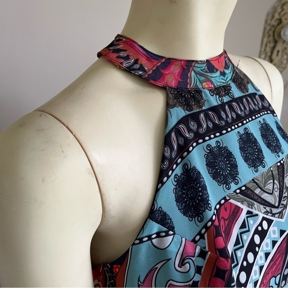 Nwt Sobe Boutique Women’s Halter Sleeveless Boho Maxi Dress Multi Color M - Picture 14 of 16